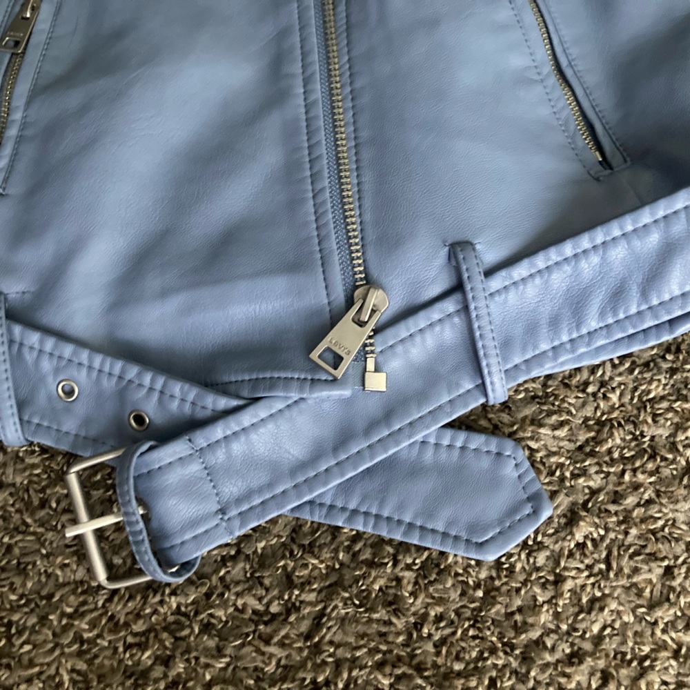 Levi’s Light Blue Faux Leather Moto Jacket – Size L – NWT - Picture 4 of 12
